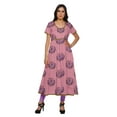 thumbnail image 1 of Moomaya Women Cotton Short Sleeve Kurta Long Tunic Printed Front Slit Kurtis, 1 of 6