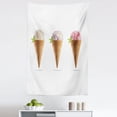 thumbnail image 1 of Ice Cream Cone Tapestry, Realistic Delicious Summer Snack Cold Flavor Ball Picturesque, Fabric Wall Hanging Decor for Bedroom Living Room Dorm, 5 Sizes, White and Multicolor, by Ambesonne, 1 of 1