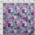 thumbnail image 2 of oneOone Cotton Jersey Blue Fabric Stripe & Rose Floral Sewing Fabric By The Yard Printed Diy Clothing Sewing Supplies 58 Inch Wide, 2 of 4