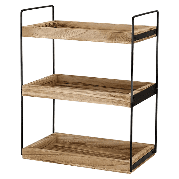 3-Tier Wood & Metal Shelf, 6.7 x 13 x 17.3 in / 17 x 33 x 44 cm Bathroom Countertop Organizer, Vanity Organizers, Counter Shelf, Makeup Organizers for Bedroom, Bathroom, Kitchen