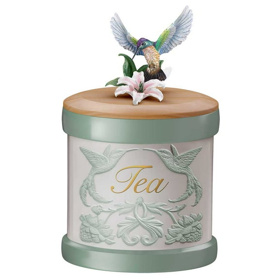 The Bradford Exchange "Kitchen Treasures" Hummingbird Art Canister Collection Issue #4: "Brilliant Treasure" Food-safe Stoneware Jars
