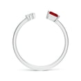 thumbnail image 2 of ANGARA Natural Two-Stone Square Ruby & Pear Diamond Open Ring in 925 Sterling Silver for Women (Size-4mm) | July Birthstone, Birthday, Anniversary, Jewelry Gift for Women | Natural Ruby Ring, 2 of 10