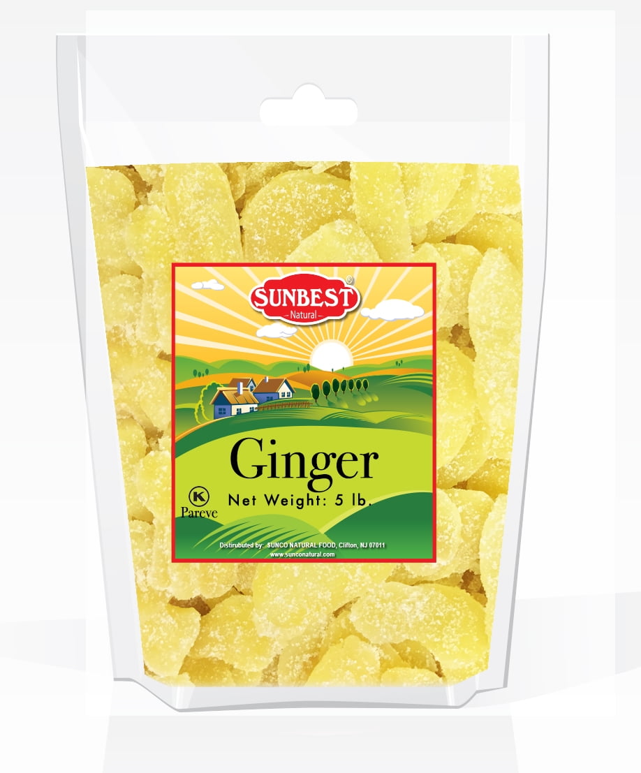 SUNBEST Dried Crystallized Ginger Slices 5 Lbs in Resealable Bag (80 Oz