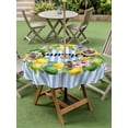 thumbnail image 4 of Outdoor Tablecloth with Umbrella Hole for Patio/Picnic/Party/Camping, Lemons Striped Waterproof Table Cloth Round Cover Washable, Summer Botanical Stripes Farmhouse Watercolor (Dia 54"), 4 of 8