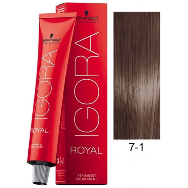 verkiezen Vertrek naar kortademigheid Schwarzkopf Igora Royal Permanent Hair Color, 7-1 Medium Ash Blonde -  Walmart.com