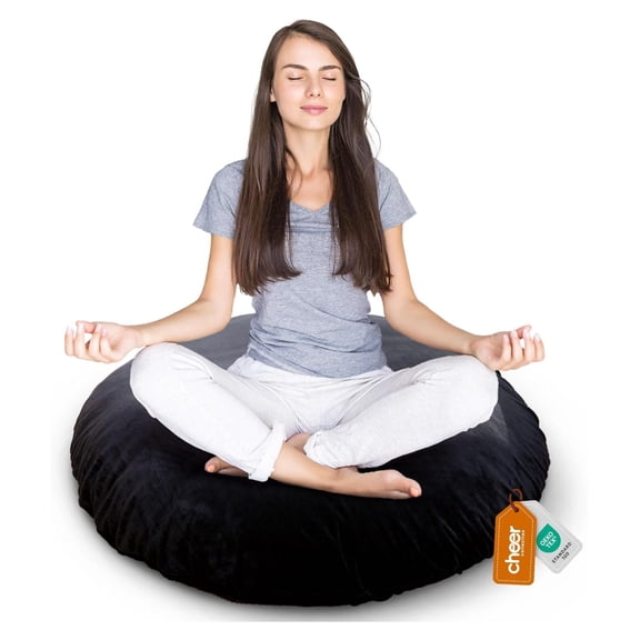 GpLuMy Extra Large Floor Pillow, 32 Inch Round Floor Cushion, Oversized Pillow Seats for Floor, Meditation Pillows & Cushions, Giant Yoga Floor Pillow for Adults- Black