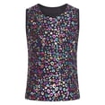 thumbnail image 3 of Haitryli Girls Kids Sleeveless Metallic Leopard Tank Tops Athletic Training Sports Vest Hip Hop Dance Outfits Black 130-140, 3 of 7