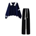 thumbnail image 6 of KPOPLK Kids Girls Uniform Outfit for Back to School Long Sleeve Collar Shirt and Loose fit Pant Teen Girls Clothes Set 6-14Years,Size 15-16 Years, 6 of 6