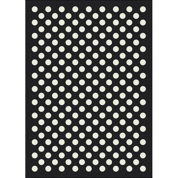 Milliken Black & White Area Rug Eclipse Nightfall Black Polka Dots Circles 7' 8" x 10' 9" Rectangle
