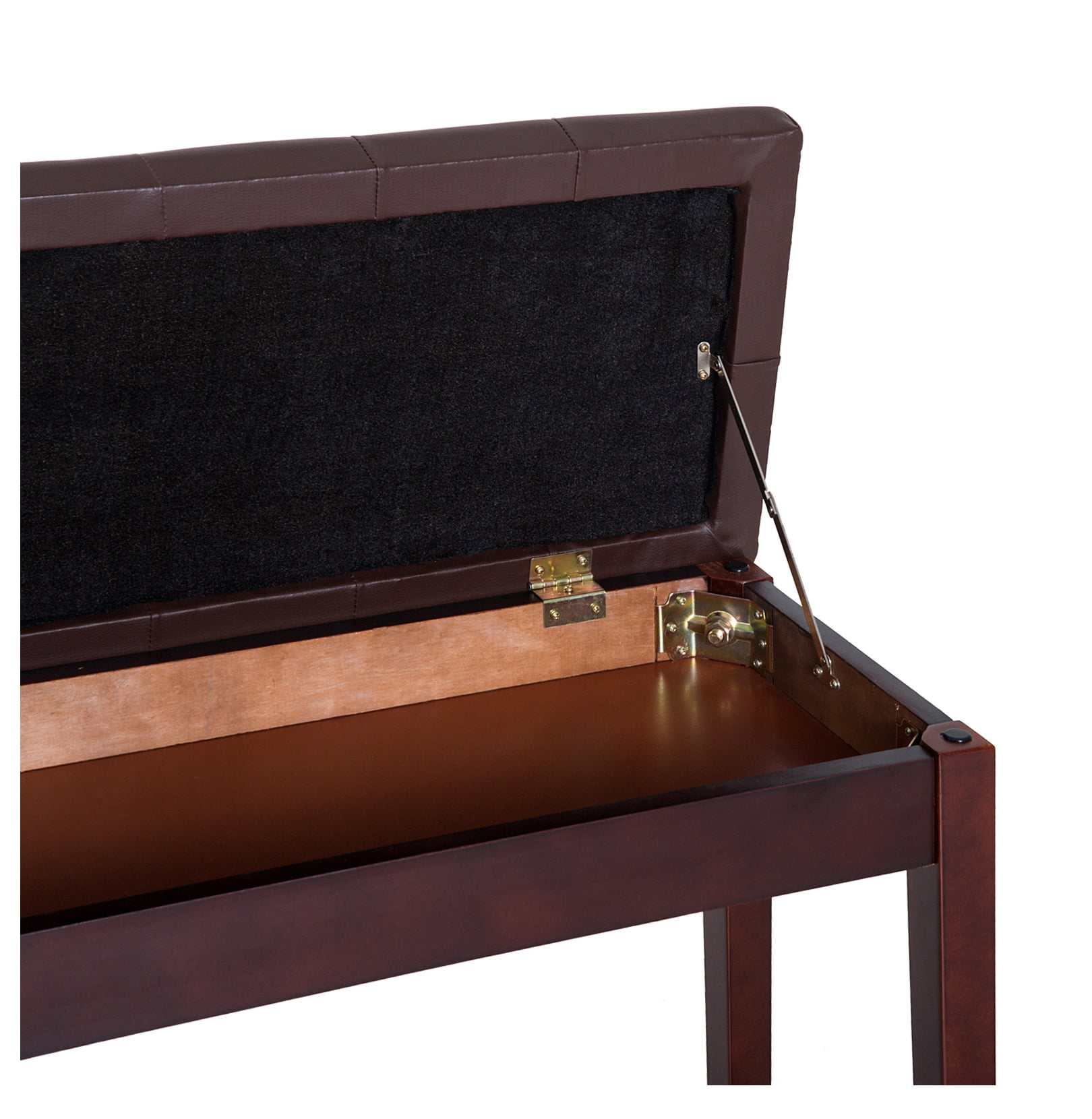 Piano , Duet Piano Chair with Faux Leather Padded Cushion and Wooden Frame, Button Tufted Keyboard , Brown