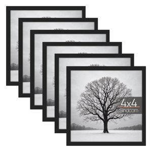 Sindcom 4x4 Picture Frames, Set of 6, Black