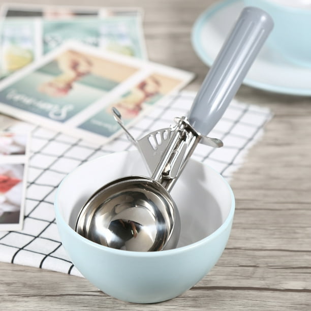 Cuchara Para Helado, Premium Acero Inoxidable MecáNico Cookie Cuchara MelóN Baller Con Disparador Para Helado Frutas Galletas De Mash AlimentacióN Cuchara Cocina Bola(7.2CM-Grey) Ecomeon no