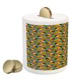 thumbnail image 2 of Kente Pattern Piggy Bank, National Pattern with Vintage Effect and Lively Colored Triangles, Ceramic Coin Bank Money Box for Cash Saving, 3.6" X 3.2", Multicolor, by Ambesonne, 2 of 4