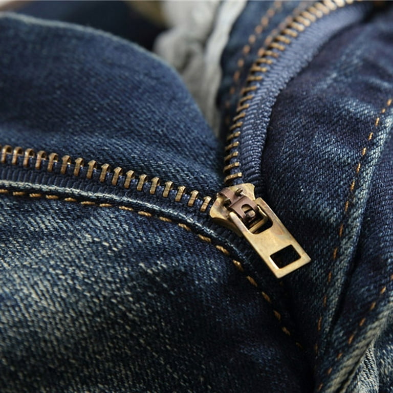 SMihono Men\'s Jeans Denim Pants Soft Striped Zipper Denim Hole Vintage  Elastic Waist Fashion Cozy Daily Trousers Comfy Lounge Casual Gradient  Color Full Length Pants Jeans with Pocket Blue 31 | Stretchjeans