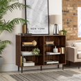thumbnail image 2 of Walker Edison 48" Engineered Wood Bookcase with Glass Shelving in Dark Walnut, 2 of 18