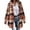 Orange, variant on Womens Button Down Shirts, Mid-length Wool Blend Plaid Long Sleeve Shacket Jackets Orange Size XL