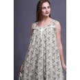 thumbnail image 5 of Bimba White Floral Leaves & Pink Rose Printed Cotton Nightgowns For Women Sleeveless Gown Sleepwear Maxi Dress Large, 5 of 6