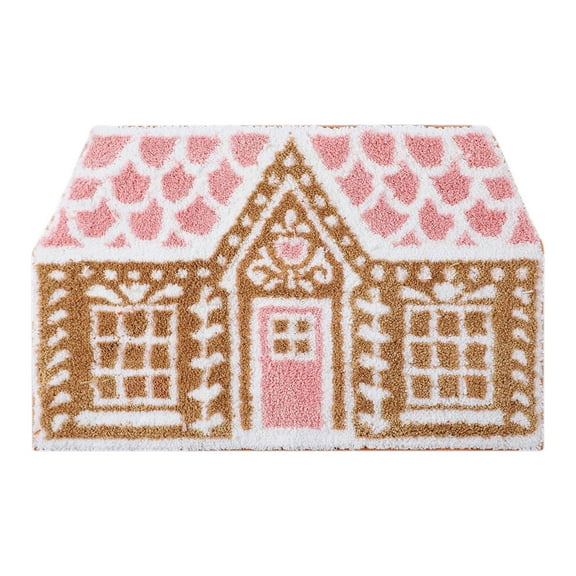 Christmas Gingerbread House/Gnome Bath Mat, Christmas Bathroom Floor Rugs 16X23.6In, Cute Winter Tufted Non Slip Mat, Xmas Bath Decor (D)