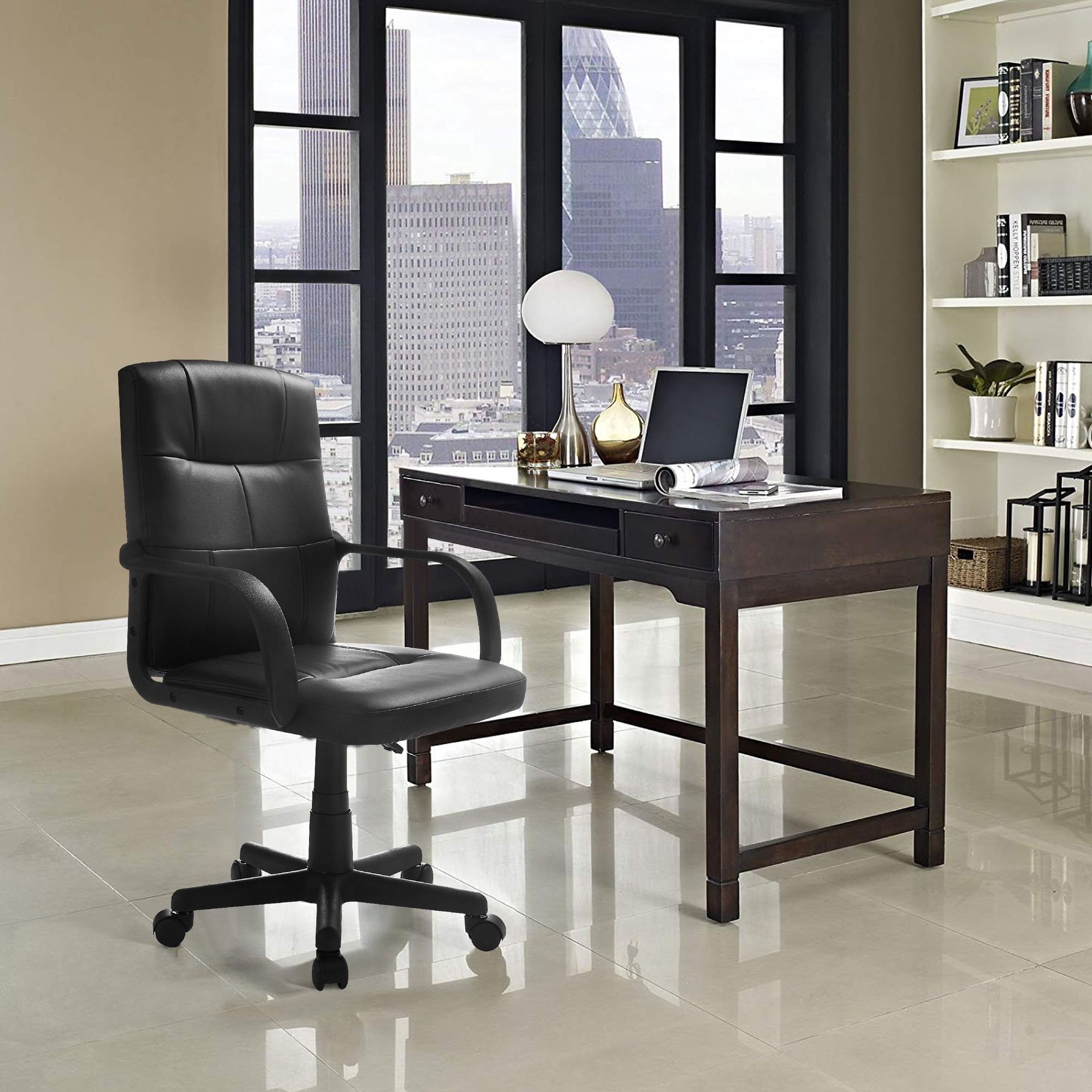 mainstays tufted leather mid-back office product
