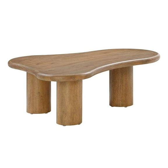 Pemberley Row Acacia Wood Cognac Coffee Table Rectangular Handmade Unassembled
