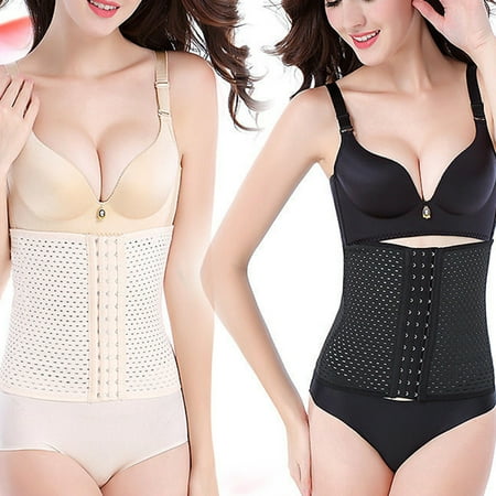 

harmtty Corset Cincher Hollow Out Flatten Abdomen Polyester Women Body Shaper Belt for Workout Skin Color