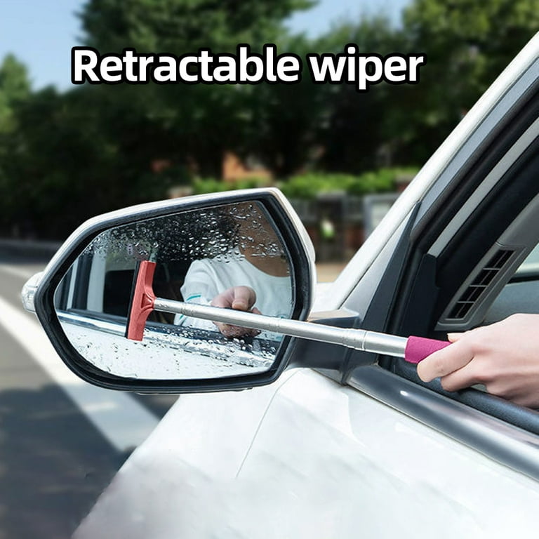 Telescopic Auto Mirror Squeegee Cleaner, Mini Side Mirror Wiper, Auto  Mirror Squeegee Cleaner, Mini Extendable Squeegee for Car Mirror, Side View