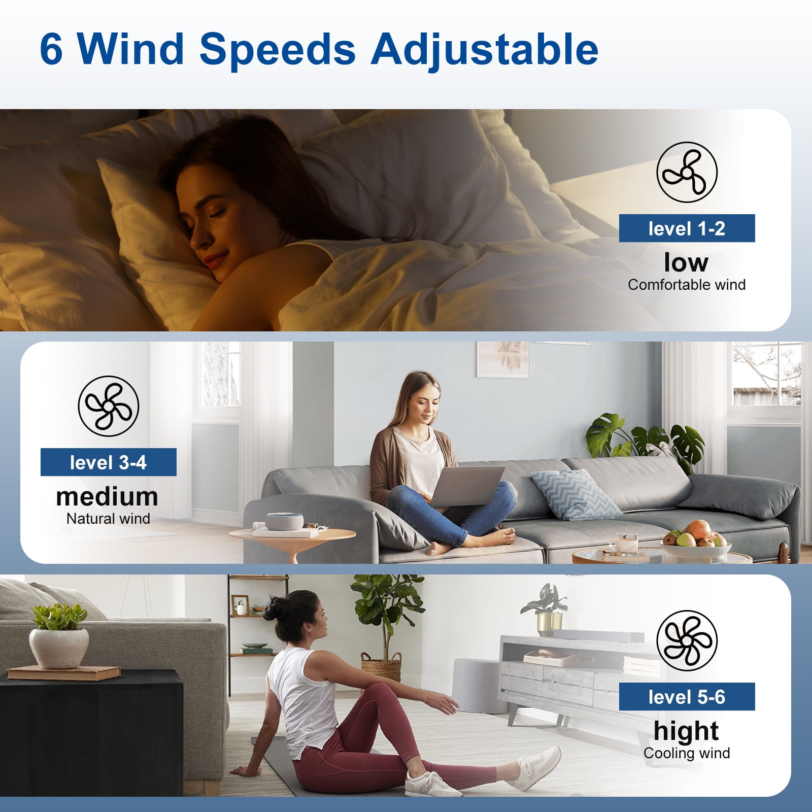 42-Inch Walnut Ceiling Fan with Light: Indoor/Outdoor Use Hanging Fan, Remote & APP Control, High Efficiency with Quiet DC Motor, Timer Function