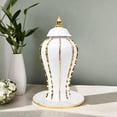 thumbnail image 1 of Jarrón de cerámica tarro de jengibre con tapa y bandeja perfecl adorno decorativo para fiesta apartamento arreglo Floral XS Oro, 1 of 8