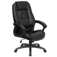 thumbnail image 1 of High Back Black Leather Executive Swivel Chair with Deep Curved Lumbar and Arms, 1 of 6