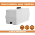 thumbnail image 2 of 82123919 Horizontal Square Reservoir Water Tank, 50 Gallon, Made in USA, Natural Poly Tank for Non-Flammable Liquids, UV-Resistant, Ideal for Agricultural Use, RV Water Storage, White, 2 of 9