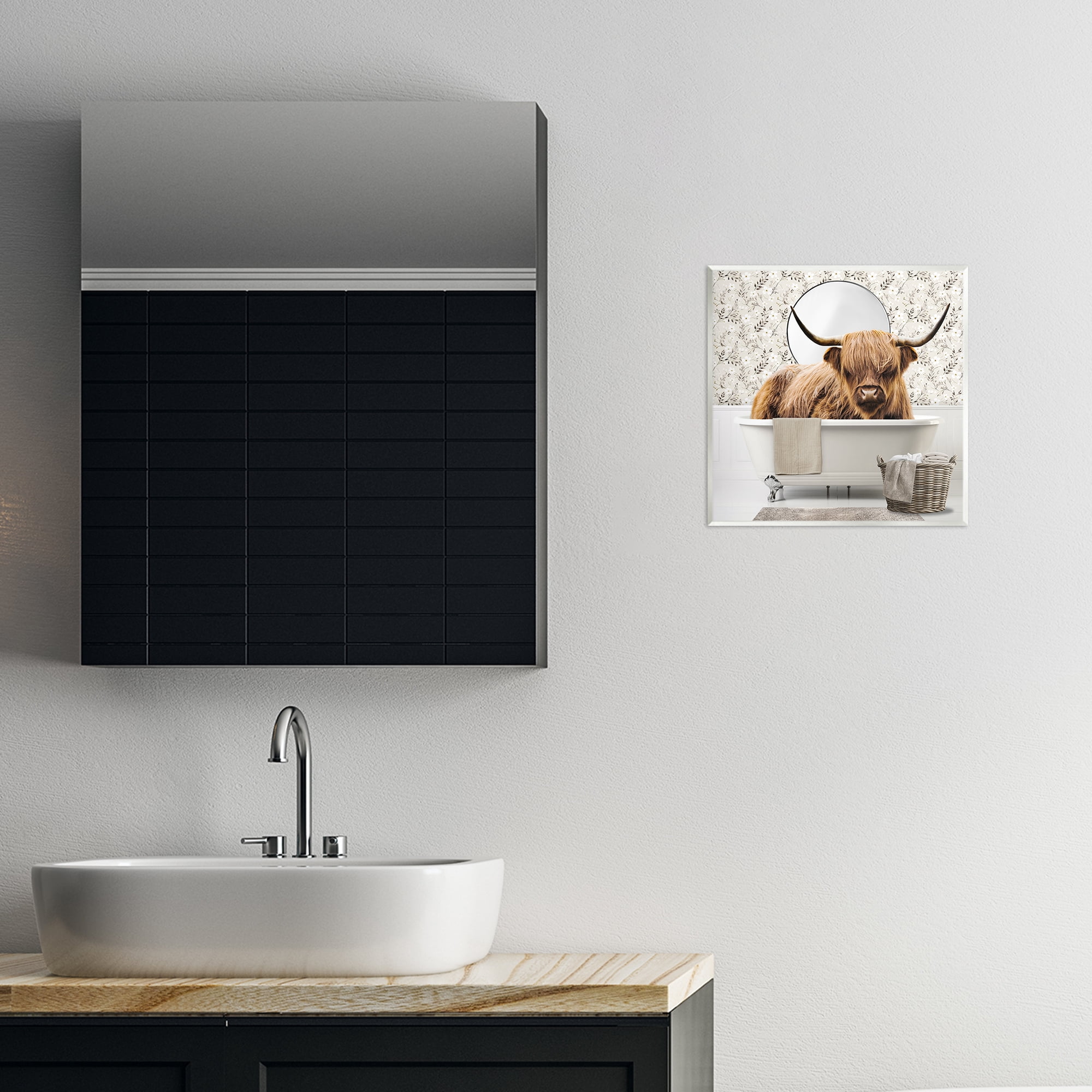 Stupell Industries Cottage Cattle Bath Time Wall Plaque Art, design by CAD Designs