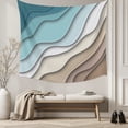 thumbnail image 5 of Teal Blue Ombre Cream Tapestry for Bedroom Wall Hanging Tapestry, Modern Geometric Brown Aesthetic Ceiling Backdrop Tapestries Poster Blanket Wall Decor for Teens Room Living Room Dorm 55" x 73", 5 of 8