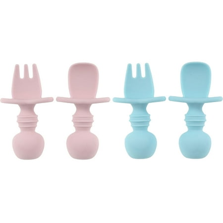

Self Feeding Baby Cutlery Baby Spoons and Forks Set Infant Food Grade Silicone Chewtensils Children s Self Feeding Training Utensils for Baby Led Weaning Stage 1 for Ages 6 Months+ Easy Grip