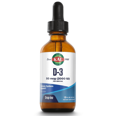 KAL Vitamin D-3 2000 IU Dropins in Organic Chia Seed Oil, Natural Blueberry | Healthy Immune & Bone Support | 590 Serv.