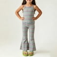 thumbnail image 5 of BLVB Toddler Girl Clothes Summer Outfit Sleeveless Ribbed Knit Cami Shirts Camisole Tops Flare Pants Striped 2PCS Set 2-8T(Gray,2-3 Years), 5 of 5