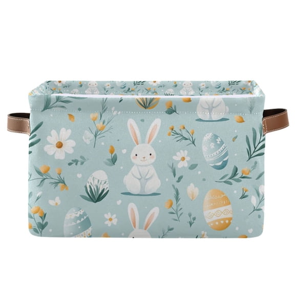 Yayeee Canvas Storage Basket with Handles for Shelves Fabric Bins Closet Organizer, Floral Easter