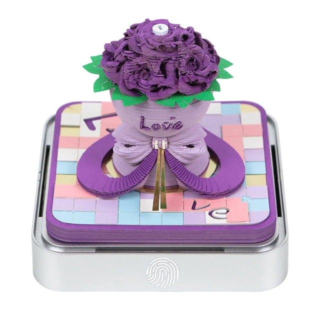 Calendrier 3D en Papier Sculpté 2025 Rose Créatif avec Lumières