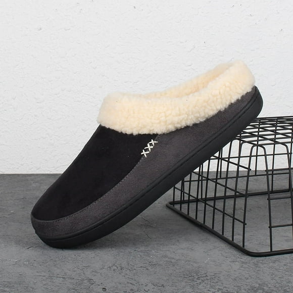 Jinsinto Men's Warm Memory Foam Suede Plush Shearling Lined Slip on Indoor Outdoor Clog House Slippers