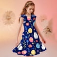 thumbnail image 7 of DAETIROS Girls Easter Dress Bunny Rabbit Easter Egg Floral Print Ruffle Sleeve Tiered Skirt A-Line Spring Church Birthday Party Dress Soft Comfortable Sizes 5-14 Years,Size 13 T, 7 of 7