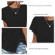 thumbnail image 4 of Top de manga corta para mujer, camisa con cuello redondo y dobladillo dividido, camisa informal de Color puro, Top holgado de verano, negro M, 4 of 5