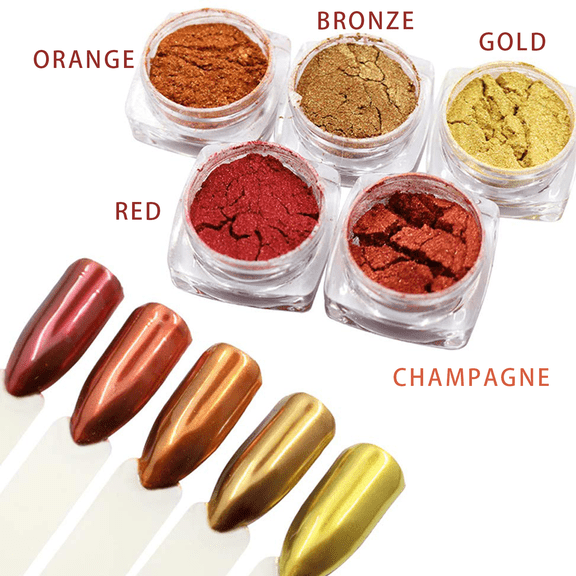5 Jars Chrome Nail Powder Metallic Mirror Effect Holographic Aurora Chrome Powder for Nails The Gel Nail Chrome Powder Aims to Decorate Nail Art Manicure