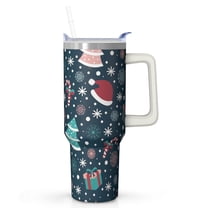 40oz Christmas Snowman Holiday Stainless Steel Travel Coffee Cup, Winter Insulated Tumbler with Handle and Straw, Gift for Women Men