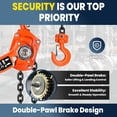 thumbnail image 6 of Zhuotong 3 Ton (6600 LB) Manual Lever Chain Hoist, 10FT G80 Alloy Steel Chain, Dual Pawl Brake & 360° Swivel Hook, Heavy Duty Industrial Hoist for Warehouse, Construction & Garage Lifting, 6 of 8