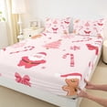 thumbnail image 3 of Manfei Pink Christmas Tree Bed Sheets,Cute Santa Claus King Sheets,Brown Gingerbread Man Sheet Set For Girl Boy,Ultra Soft Home Decor,4pcs, 3 of 7