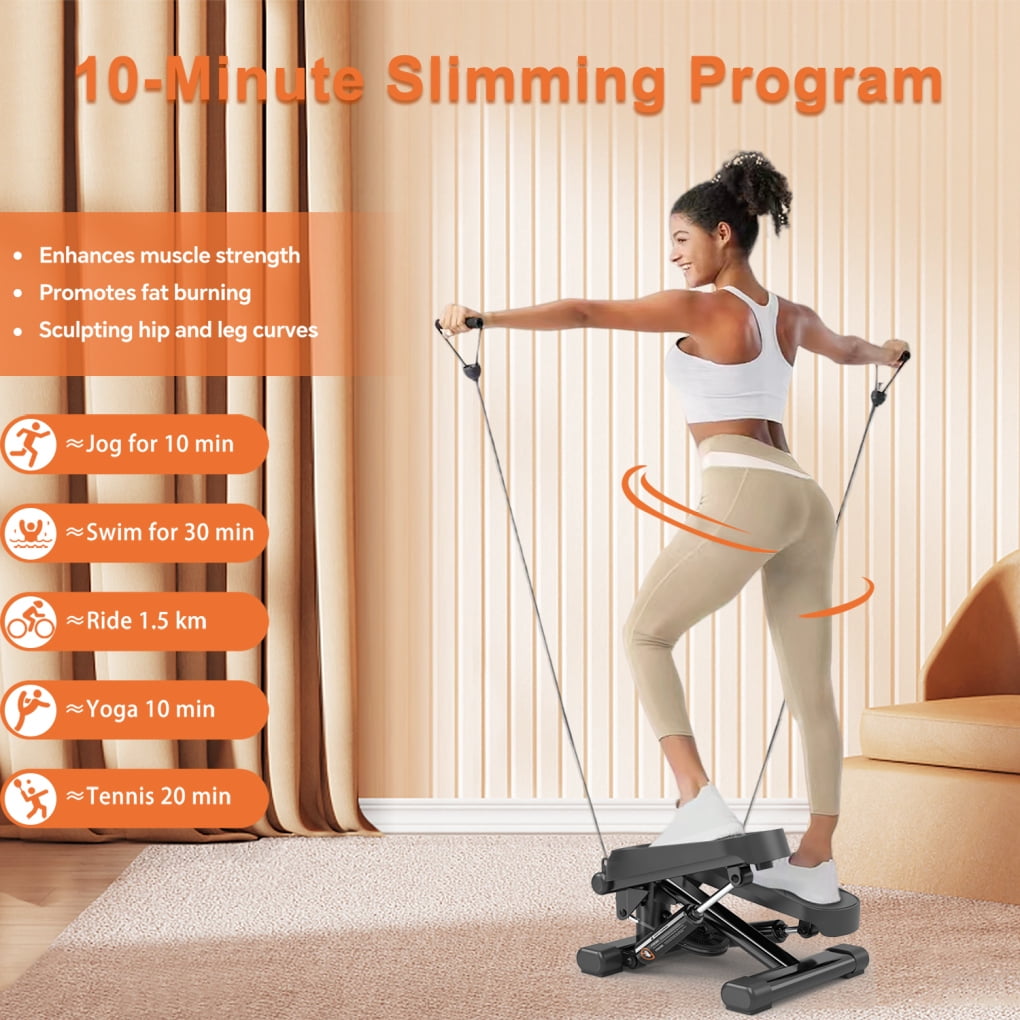 Mytrix Roze Mini Stair Stepper - Aerobic Fitness Stepper Met Weerstandsbanden, LCD Display & Anti-Slip Mat - Tot 330 Lbs
