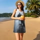 thumbnail image 3 of Easygdp Valley Gray Dragon para Vestido Transpirable de Mujer, Vestido Suelto de Manga Corta con Pliegues y Bolsillos para el Verano, 3 of 7