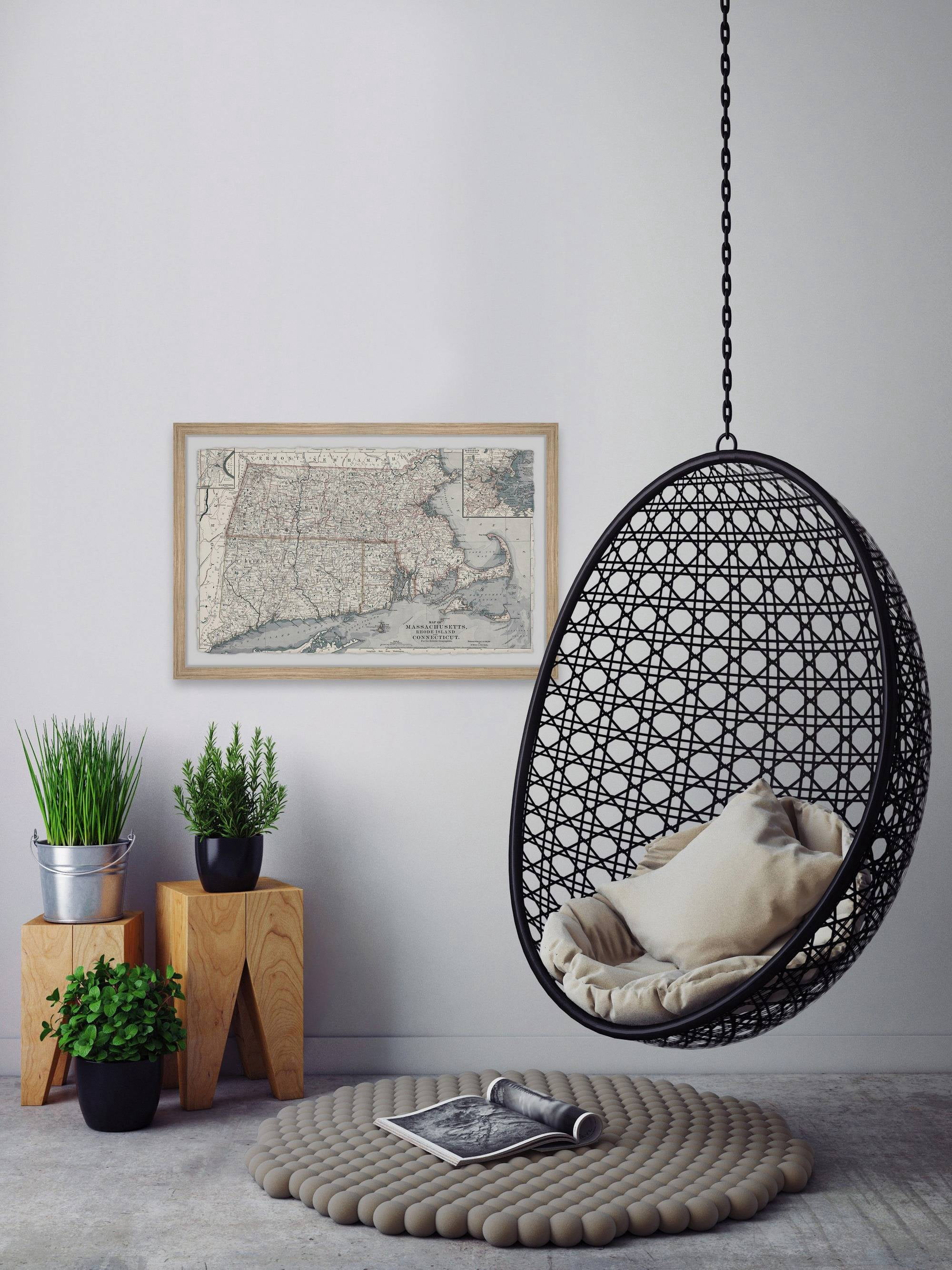 Marmont Hill Old Map of Massachusetts Framed Wall Art