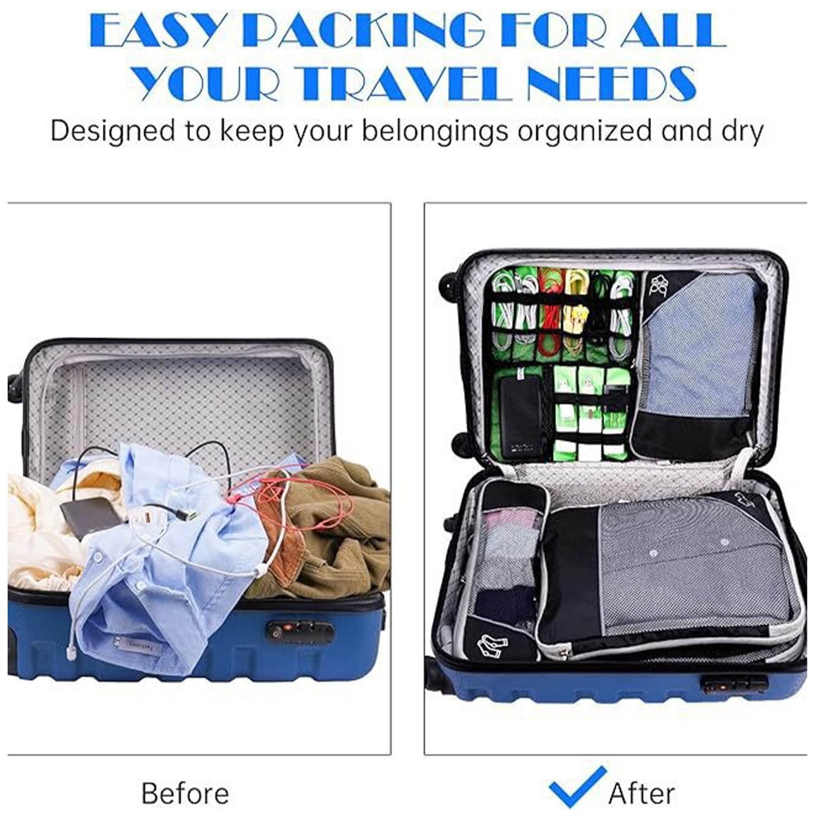 Nilvkv Packing Cubes Set of 5 Compression Suitcase Luggage Organizer Bags for Travel Accessories, Organization and Storage
