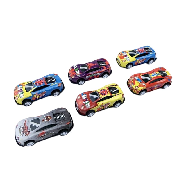 Bewildely 6 piezas niños juguete aleación Metal tirar hacia atrás coche salto modelo 360 grados rotación volcado niños Color al azar Juegos de cartas