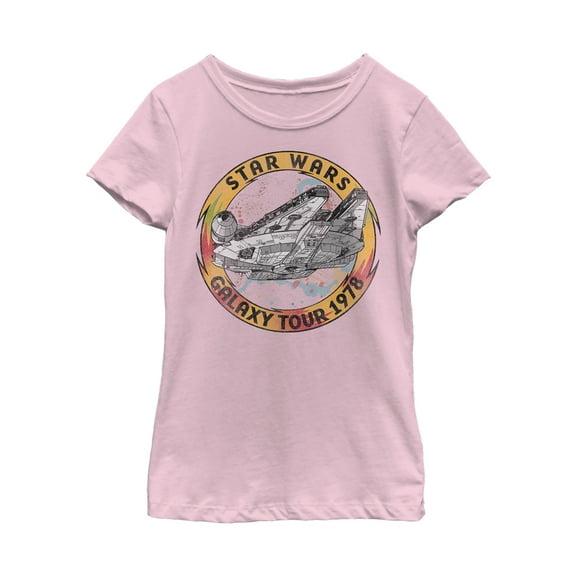 Girl's Star Wars: The Rise of Skywalker Vintage Galaxy Tour Graphic Tee Light Pink Small